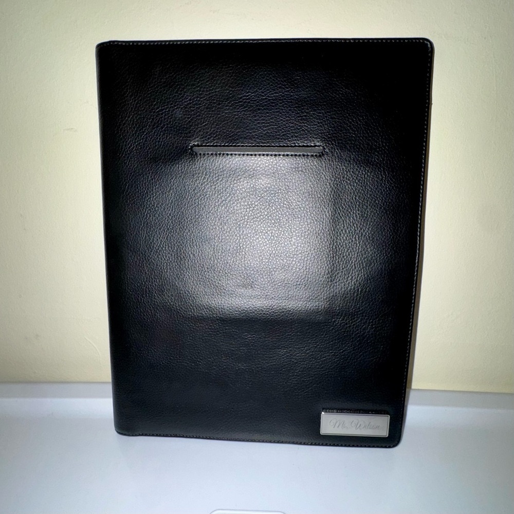 Personalized "Ms. Wilson" Black Leather Document Portfolio